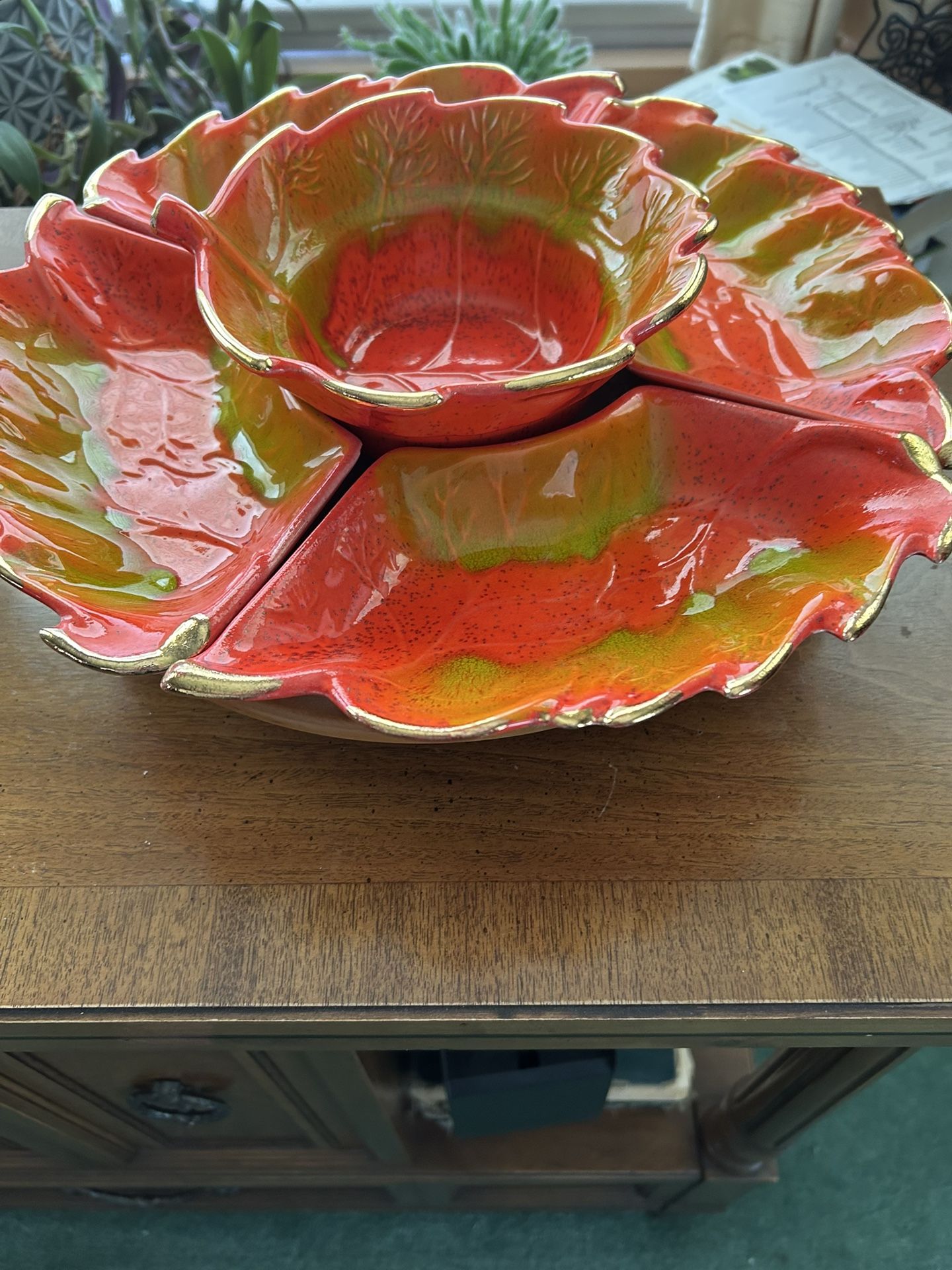 Vintage lazy Susan And Relish Tray