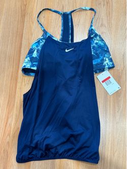 Nike Women's Tie Dye Racerback One Piece Swimsuit Blue Size L