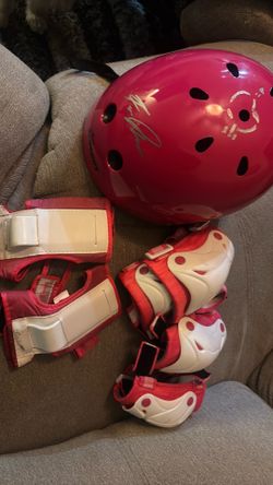Kids helmet, knee pads, and elbow pads