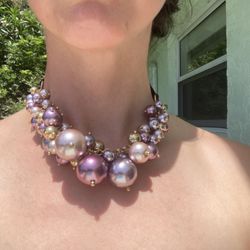 Purple Colored Pearl Costume Necklace 