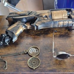 Custom Steam Punk Gun, Locket And Glasses Set