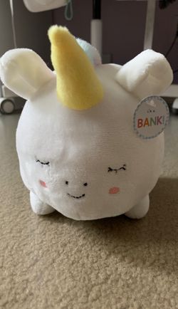 Plush unicorn bank