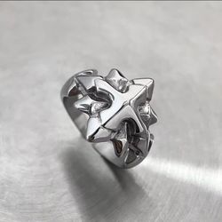 Silver star ring with a touch of gothic charm Any SIZES!! 