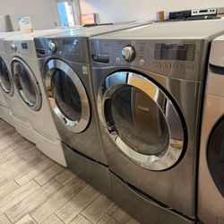 LG stainless steel frontload washer and dryer set electric with warranty