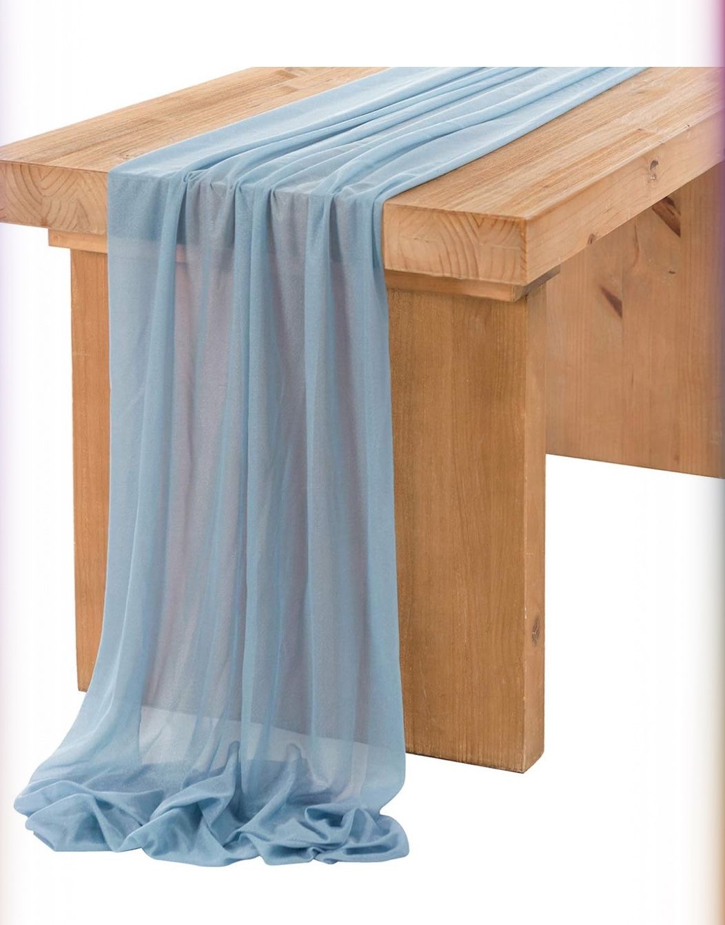 Ling's Moment 14Ft Dusty Blue Sheer Chiffon Like Table Runner with Silver Sparkle for Wedding Rustic Boho Wedding Party Bridal Shower Decorations Birt