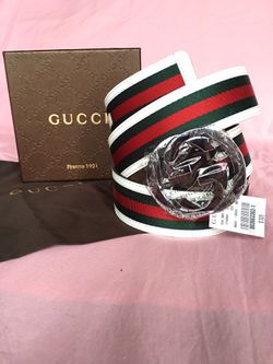 Gucci White Green Red Signature Web Belt 100/40 34-36