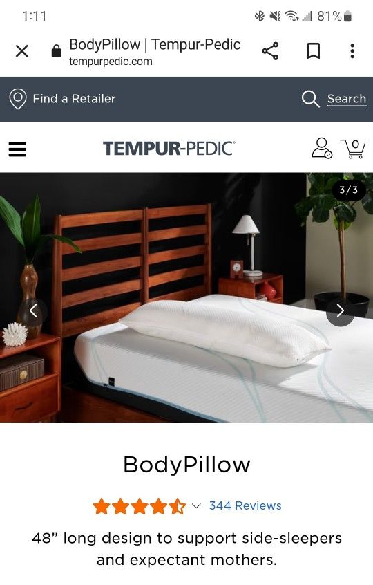 Tempur-Pedic Body Pillow - Used Once