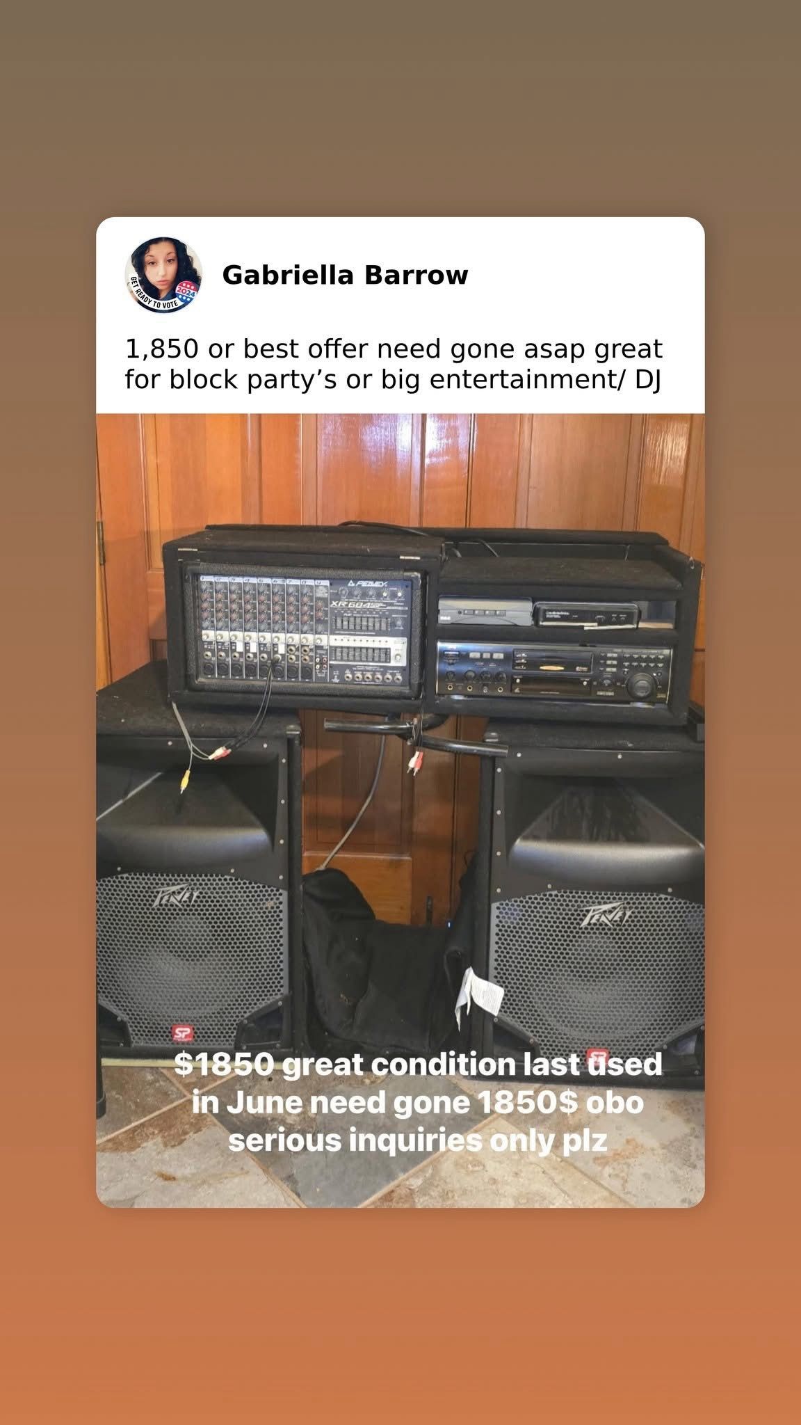 Peavey Sound System With Speakers Extra Large And Stand 