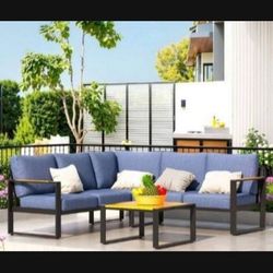 Aluminum Patio Couch Aluminum Patio Sofa Outdoor Furniture Aluminum L-shaped Patio Couch Aluminum Brand New In The Box 🆕