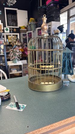 10x14 Inch Antique Brass Bird Cage 