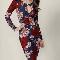 Venus Floral Open Back Long Sleeve Midi Dress XL