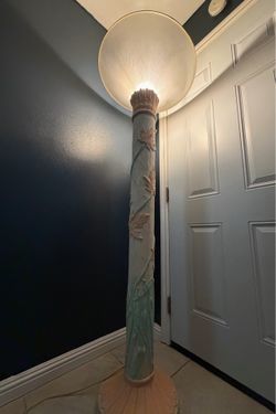 Vintage 1980's Postmodern Maple Leaf Plaster Floor Lamp