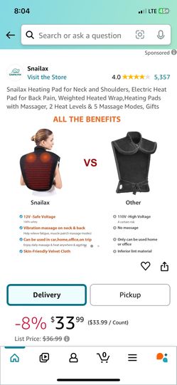 Snailax Heating Wrap With Massage Back massager  ($5)