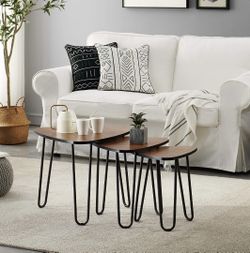 SET OF 3- Hairpin Nesting End Table Side Table Nightstand / Stackable Shelf Storage display