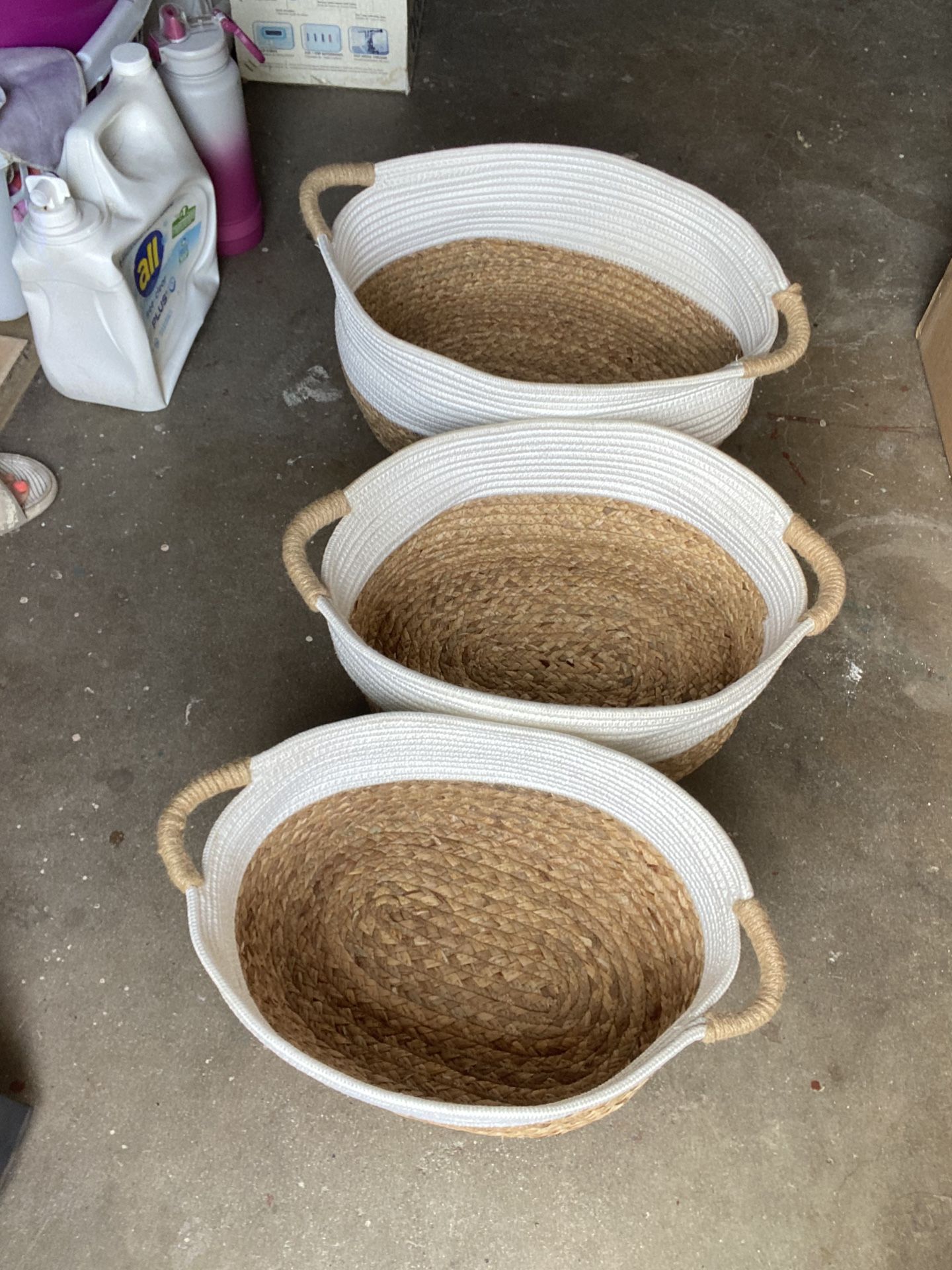 3 Rope/jute Baskets For Storage