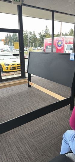 Black Platform Bed Frame with Headboard