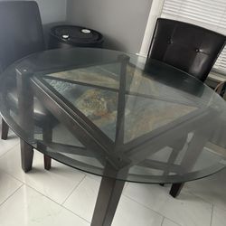 Round Glasstop Dining Table