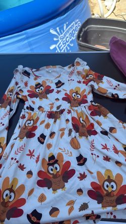 Girls Thanksgiving Turkey Print Dress