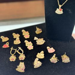 Real 14k Gold Hello Kitty Set  