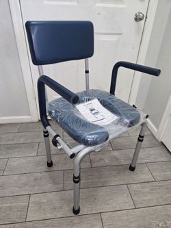 Drop Arm Bedside Commode, Commode Toilet with Padded Seat and Backrest, 400lbs Capacity, 6.3QT Removable Bucket, Portable Toilet