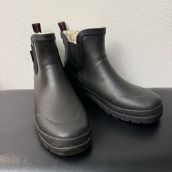 Tretorn Lina Womens Chelsea Rain Boots Black Rubber Fur Lined size 9