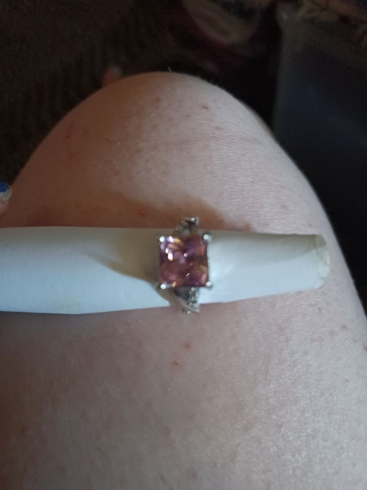 Pink Silver Ring