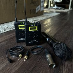 Saramonic UHF Wireless Microphone System (UWMic15) [w/ Omnidirectional Lavalier Microphone & Wireless Handheld Microphone] 