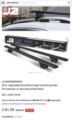 55 in. Adjustable Roof Rack Cargo CarrierCross Bar Fits Vehicles w/ Non Round Roof Rails