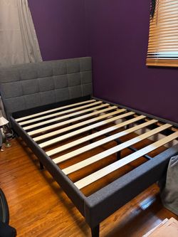 Queen Bed frame and attached Headboard