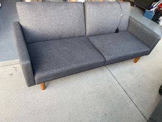 Dark Gray Linen Futon With 1 USB