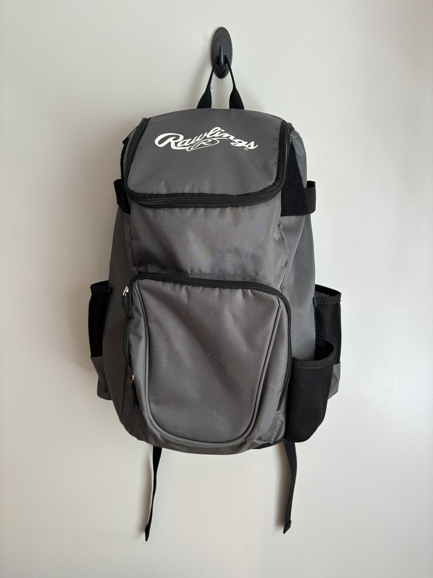 Rawlings Large Backpack Bat Bag Baseball Softball Gray Equipment Gear Travel