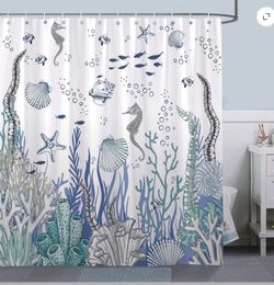 Ocean Life shower Curtain with Hooks