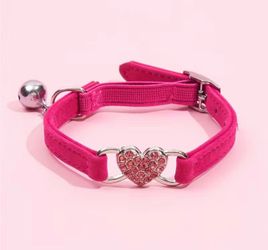 Rhinestone Heart Pet Collar for Dogs and Cats with Bell