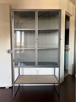 Metal & Reeded Glass Hutch