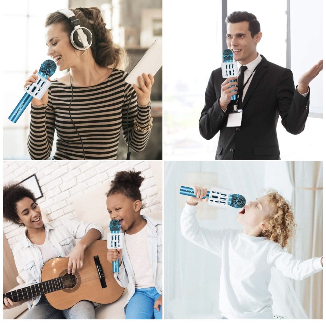 Wireless Karaoke Microphone, Bluetooth Microphone with LED Lights, 3 in 1 Portable Handheld Speaker Machine for Kids & Adults, Karaoke Microphone for