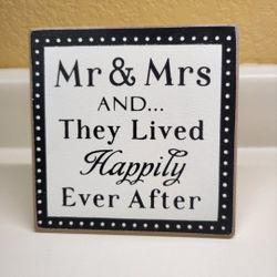 Wedding  Wall Art Mr. And Mrs. And They Lived Happily Ever After Gift Decor