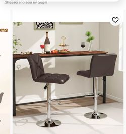 PU Leather Upholstered Bar Stools Set Of 2 Height-Black