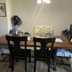 Real Wood Table With 4 Chairs And A Bench