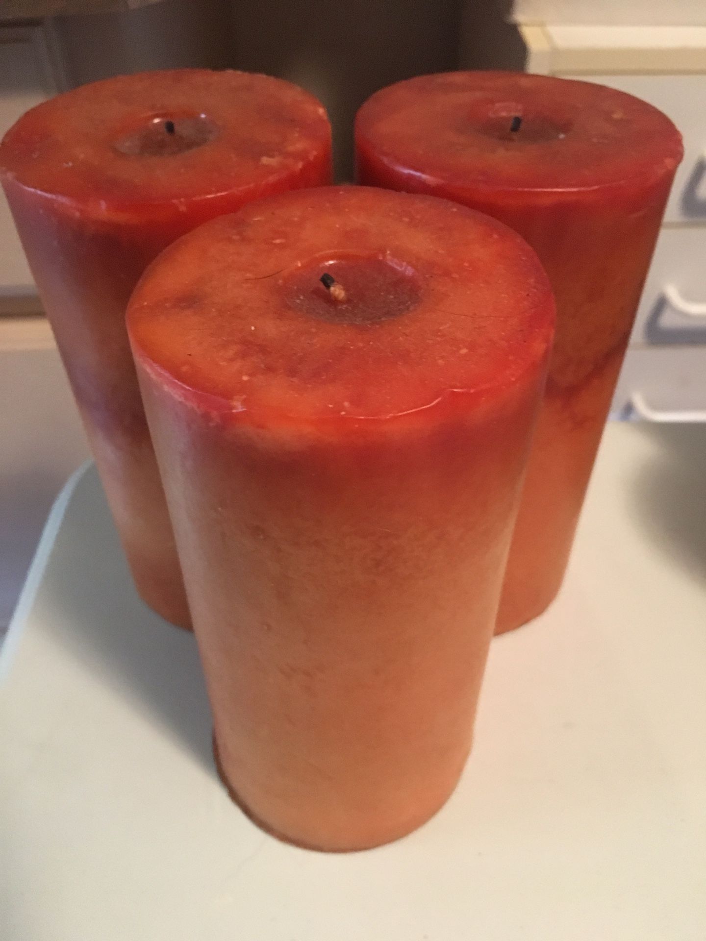 3 Pumpkin Spice Pillar Candles