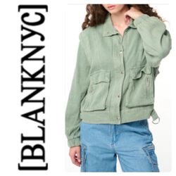 NEW!  BLANK NYC Linen utility jacket in sage