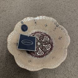 Azzurra Turkish 100% Genuine Silver Glass Decorative 8" Bowl  NEW