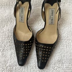 Jimmy Choo slingback/ leather basket weave heels (35)