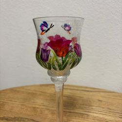 Hand painted wine glass floral