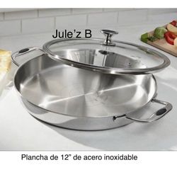 Plancha De 12” De Acero Inoxidable Nueva En Su Caja 
