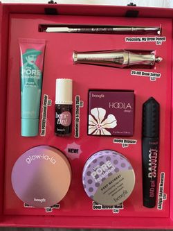 Benefit Cosmetics Set- Primer, Bronzer, Brows, Mascara, Highlighter