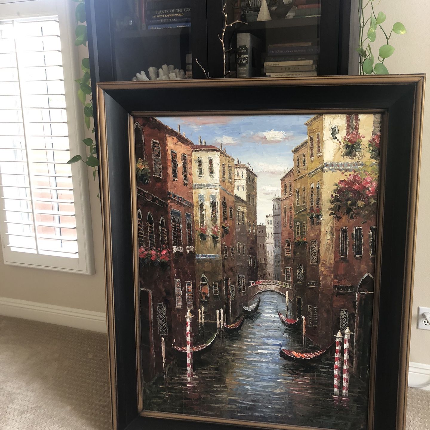 Large Painting Of Scene In Venice, Italy. Oil On Canvas, Framed. OBO
