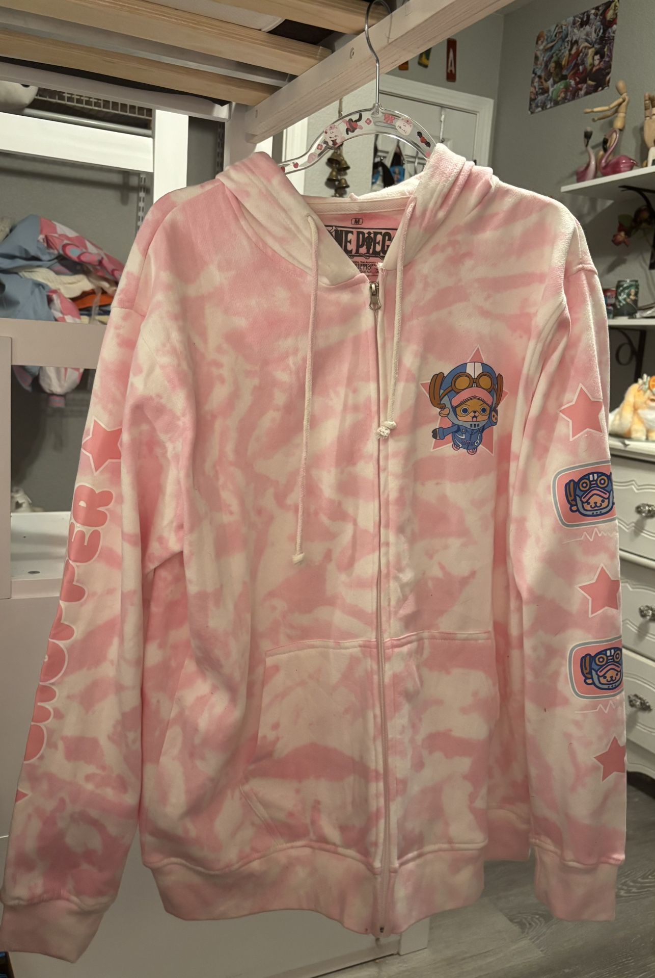 One Piece Chopper Pink Tie-Dye Oversized Hoodie