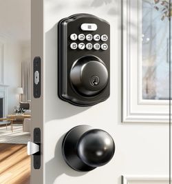 Veise KS01C Keyless Entry Deadbolt Door Lock with Knobs, Matte Black