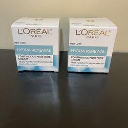 2Pack L'Oreal Paris Hydra-Renewal Continuous Facial Moisturizer for Dry Sensitive Skin, 1.7 oz