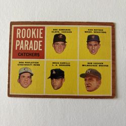 1962 Topps Baseball Card # 594 Rookie Parade Catchers Bob Uecker Rookie RC